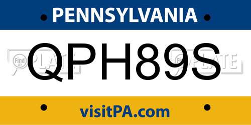 QPH89S Pennsylvania License Plate