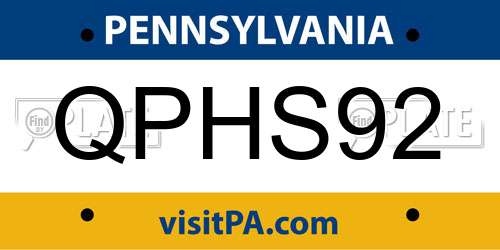 QPHS92 Pennsylvania License Plate