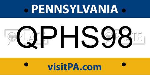 QPHS98 Pennsylvania License Plate