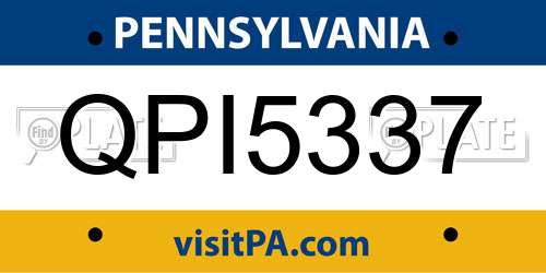 QPI5337 Pennsylvania License Plate