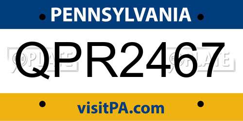 QPR2467 Pennsylvania License Plate