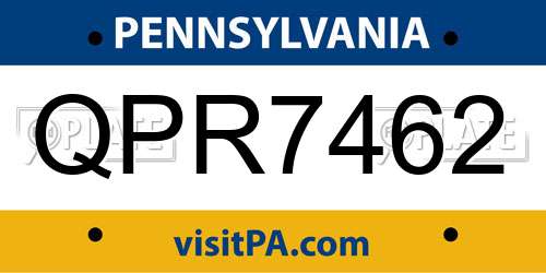 QPR7462 Pennsylvania License Plate