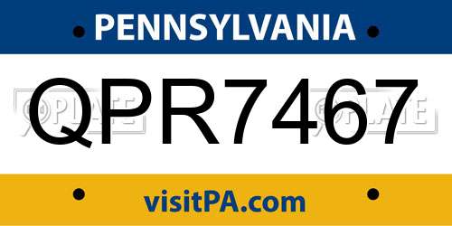 QPR7467 Pennsylvania License Plate
