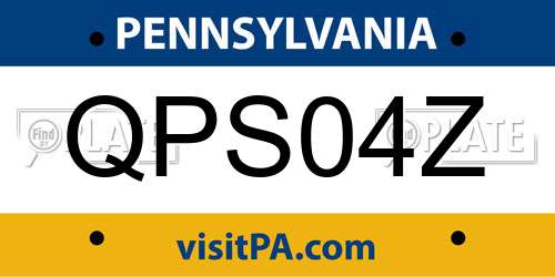 QPS04Z Pennsylvania License Plate