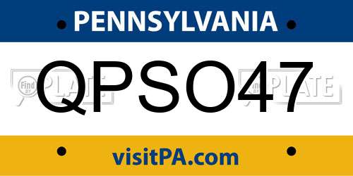 QPSO47 Pennsylvania License Plate