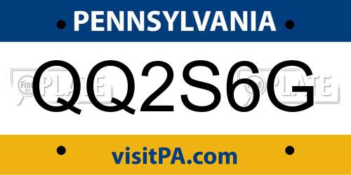 QQ2S6G Pennsylvania License Plate