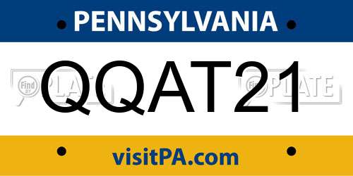 QQAT21 Pennsylvania License Plate