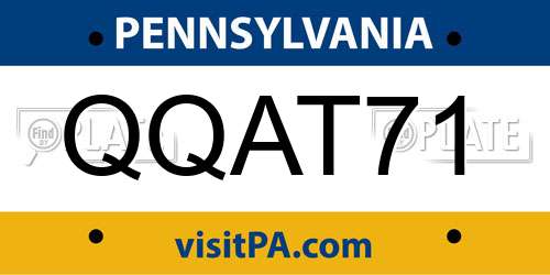 QQAT71 Pennsylvania License Plate