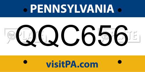 QQC656 Pennsylvania License Plate