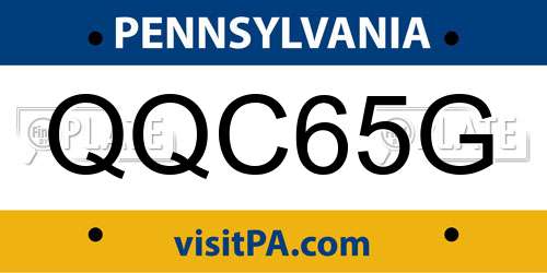 QQC65G Pennsylvania License Plate