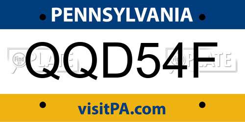 QQD54F Pennsylvania License Plate