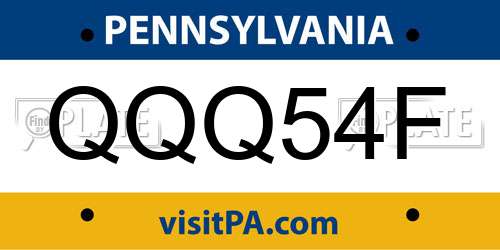 QQQ54F Pennsylvania License Plate