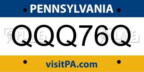 QQQ76Q Pennsylvania License Plate