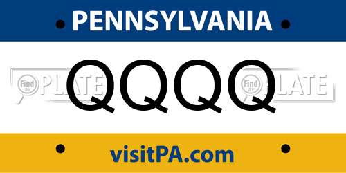 QQQQ Pennsylvania License Plate