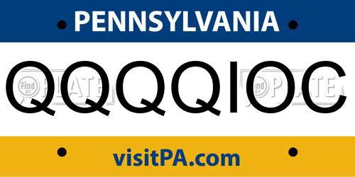QQQQIOC Pennsylvania License Plate
