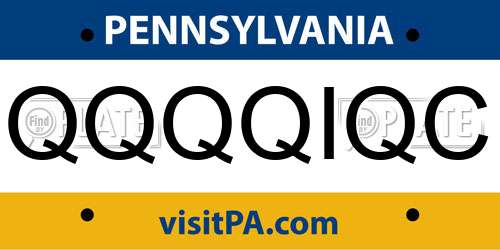 QQQQIQC Pennsylvania License Plate