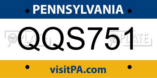 QQS751 Pennsylvania License Plate
