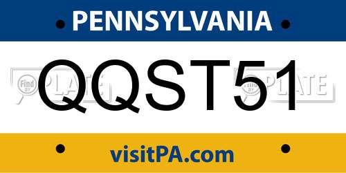 QQST51 Pennsylvania License Plate