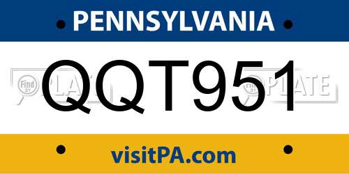 QQT951 Pennsylvania License Plate