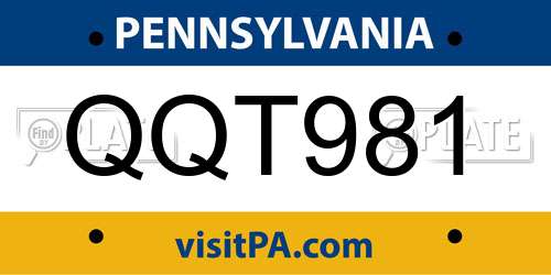 QQT981 Pennsylvania License Plate