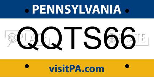 QQTS66 Pennsylvania License Plate