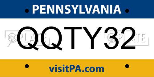 QQTY32 Pennsylvania License Plate