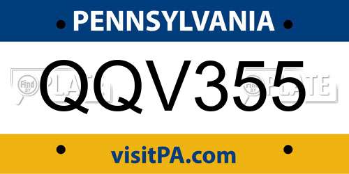 QQV355 Pennsylvania License Plate
