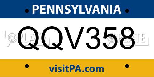 QQV358 Pennsylvania License Plate