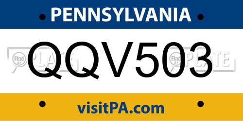 QQV503 Pennsylvania License Plate