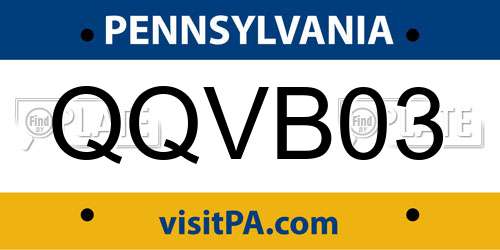 QQVB03 Pennsylvania License Plate
