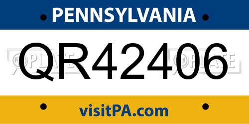 QR42406 Pennsylvania License Plate