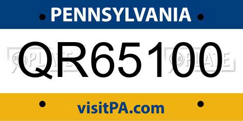 QR65100 Pennsylvania License Plate