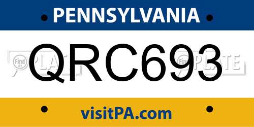 QRC693 Pennsylvania License Plate