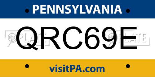 QRC69E Pennsylvania License Plate