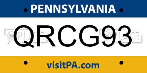 QRCG93 Pennsylvania License Plate