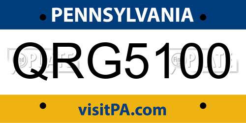 QRG5100 Pennsylvania License Plate