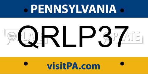 QRLP37 Pennsylvania License Plate