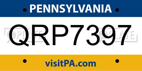 QRP7397 Pennsylvania License Plate