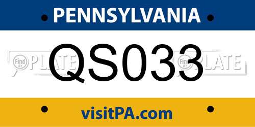 QS033 Pennsylvania License Plate