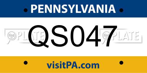 QS047 Pennsylvania License Plate