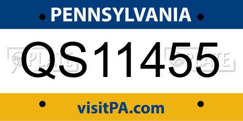 QS11455 Pennsylvania License Plate