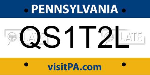 QS1T2L Pennsylvania License Plate