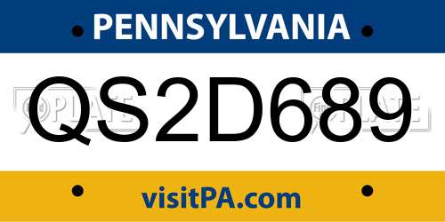 QS2D689 Pennsylvania License Plate