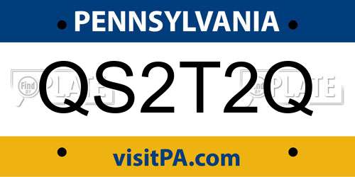 QS2T2Q Pennsylvania License Plate