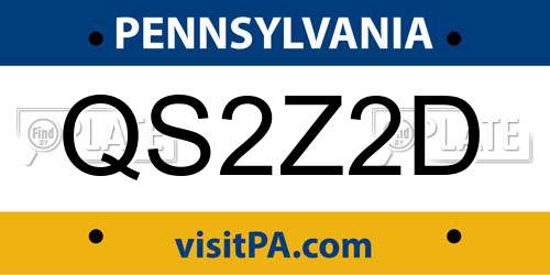 QS2Z2D Pennsylvania License Plate
