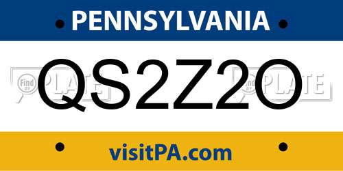 QS2Z2O Pennsylvania License Plate