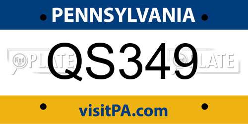 QS349 Pennsylvania License Plate