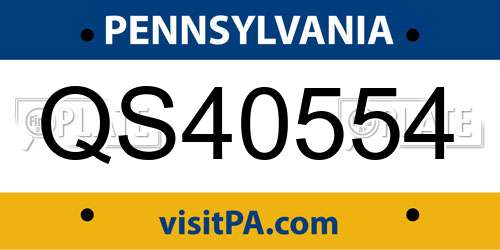 QS40554 Pennsylvania License Plate