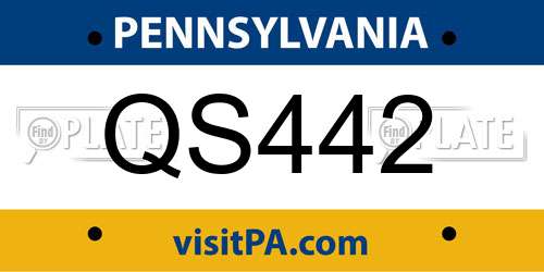 QS442 Pennsylvania License Plate