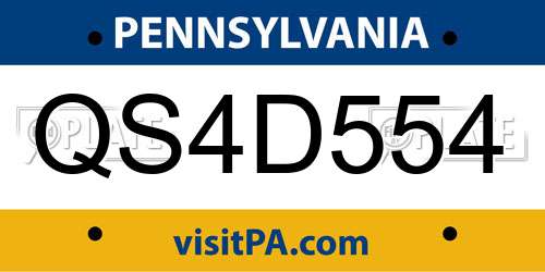 QS4D554 Pennsylvania License Plate
